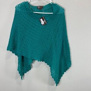 Alpacas at Marquam Hill Ranch Artisan Baby Alpaca Poncho sea green open knit